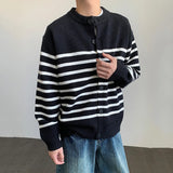 Versatile Striped Single Breasted Knit Cardigan