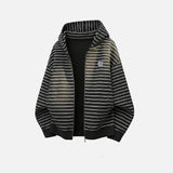 Y2K Embroidered Oversized Striped Hooded Sweatshirt