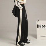 Women Cute Striped High Waist Wide Leg Sweatpants