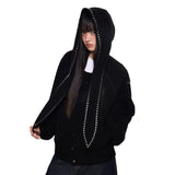 Winter Rivet Rabbit Ears Loose Casulal Sweatshirt