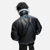 High Quality Splicing Design Stand Neck Fur Leather Jacket