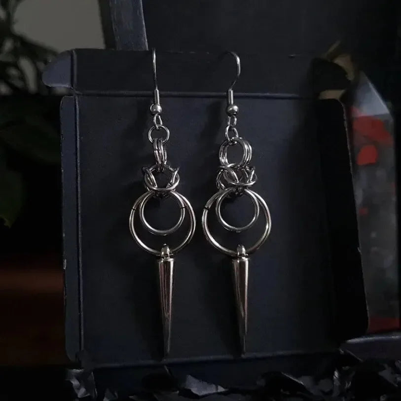 Gothic Spike Loop Stainless Steel Earrings