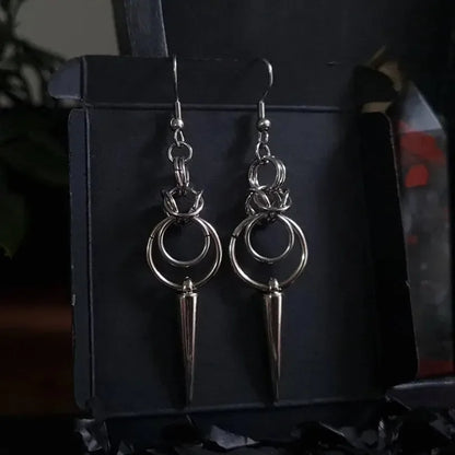 Gothic Spike Loop Stainless Steel Earrings