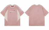 Retro Embroidered Suede Patchwork Racing T-Shirt