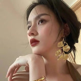 Exaggerated Leaf Drop Gold Earring