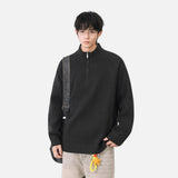 Cozy Ribbed Knit Mock Neck Half Zipper Sweater