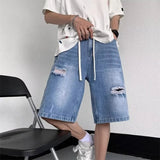 Men's Vintage Distressed Drawstring Denim Short
