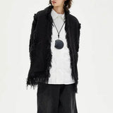 Chic Retro Tassel Ripped Long Sleeve Cardigan