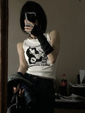Sleeveless Grunge Print Crop Top