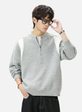 Streetwear Half Zip Mid Collar Knitwear Sweater