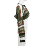 Y2K Hollow Striped Gothic Crop Sweater