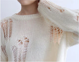 Women Autumn Hollow Out Knitted Sweater