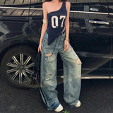High-Quality Ripped Wide Leg Denim Jeans