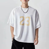 Sporty American Style Print Jersey Mesh T-Shirt