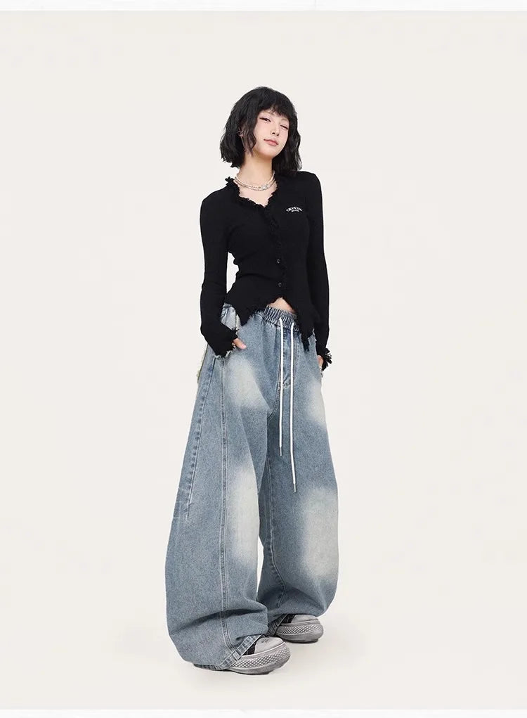 Blue Jazz Frayed Denim Long Jeans