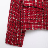 Vintage Red Turn-Down Collar Lapel Jacket