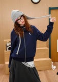 Fashionable Embroidered College Style Hooded Sweatshirt