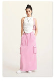 Women's Retro Loose Slit Pockets Skirt