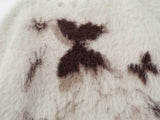 Butterfly Graphic Distressed Hem Fuzzy Sweater
