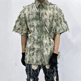 Summer Patchwork Tassel Short Sleeve Shirt