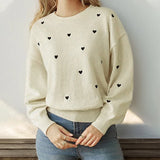 Cozy Flattering Heart Knit Sweater