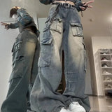 Model wearing the blue Functional Cargo Pants