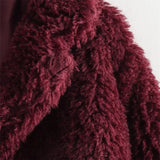 Y2K Comfortable Red Angora Faux Fur Jacket