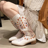 Embroidered Western Mid Calf Cowgirls Boots