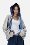 Plaid Unisex Couple Boxy Hooded Sweatshirt