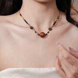 Handmade Bohemian Beaded Tiger Eye Necklace