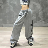 Embroidered Star Loose High Waist Sweatpants