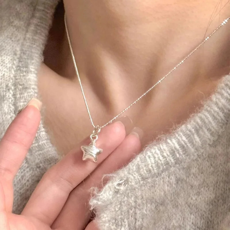 Sparkling Sterling Silver Stars Necklace