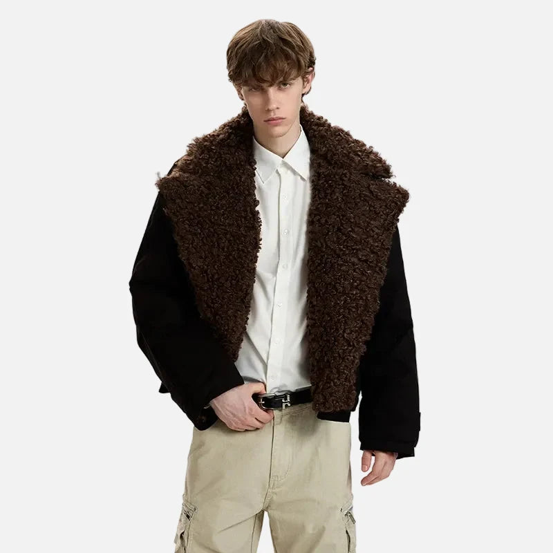 Winter Brushed Lamb Wool Parka Faux Fur Jacket