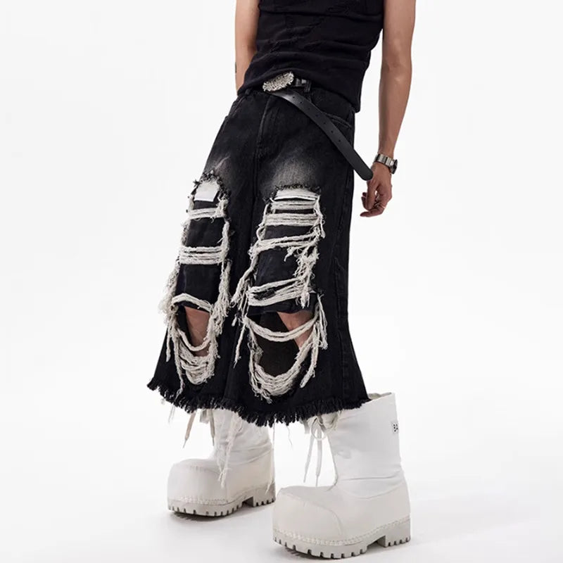 Streetwear Broken Hole Denim Jorts