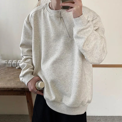 Retro Metal Half Zipper Splicing Sweatshirt