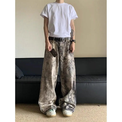 Fried Tie Dye Loose Straight Jeans