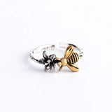 Elegant Vintage Thai Silver Bee Flower Ring
