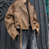 American Style Loose Fit Leather Motorcycle Jacket