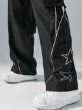 Trendy Casual Star Print Multi Pocket Jogger