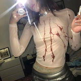Gothic Mesh Sheer Crop Aesthetics Top