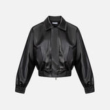 Trendy Loose Zipper PU Leather Motorcycle Jacket
