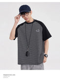 High-Quality Striped Splice Loose Casual Summer T-Shirt