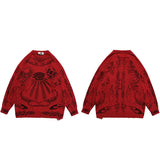Effortless Rose Eye Scorpion Print Knitted Sweater