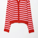 Versatile Striped Retro Loose Knit Cardigan