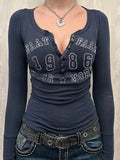 Y2K Rockstar Revival Henley T-Shirt