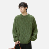Chunky Mohair Cable Solid Color Knit Sweater