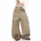 Premium Streetwear Khaki Baggy Wide Leg Jeans