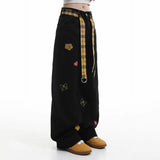 Insulated Korean Style Curved Knife Wide Leg Jeans