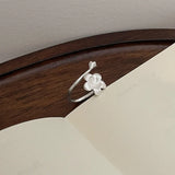 Elegant Asymmetric Flower Sterling Silver Ring