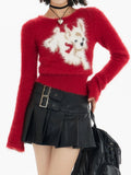 Hand Painted Red White Christmas Sweater